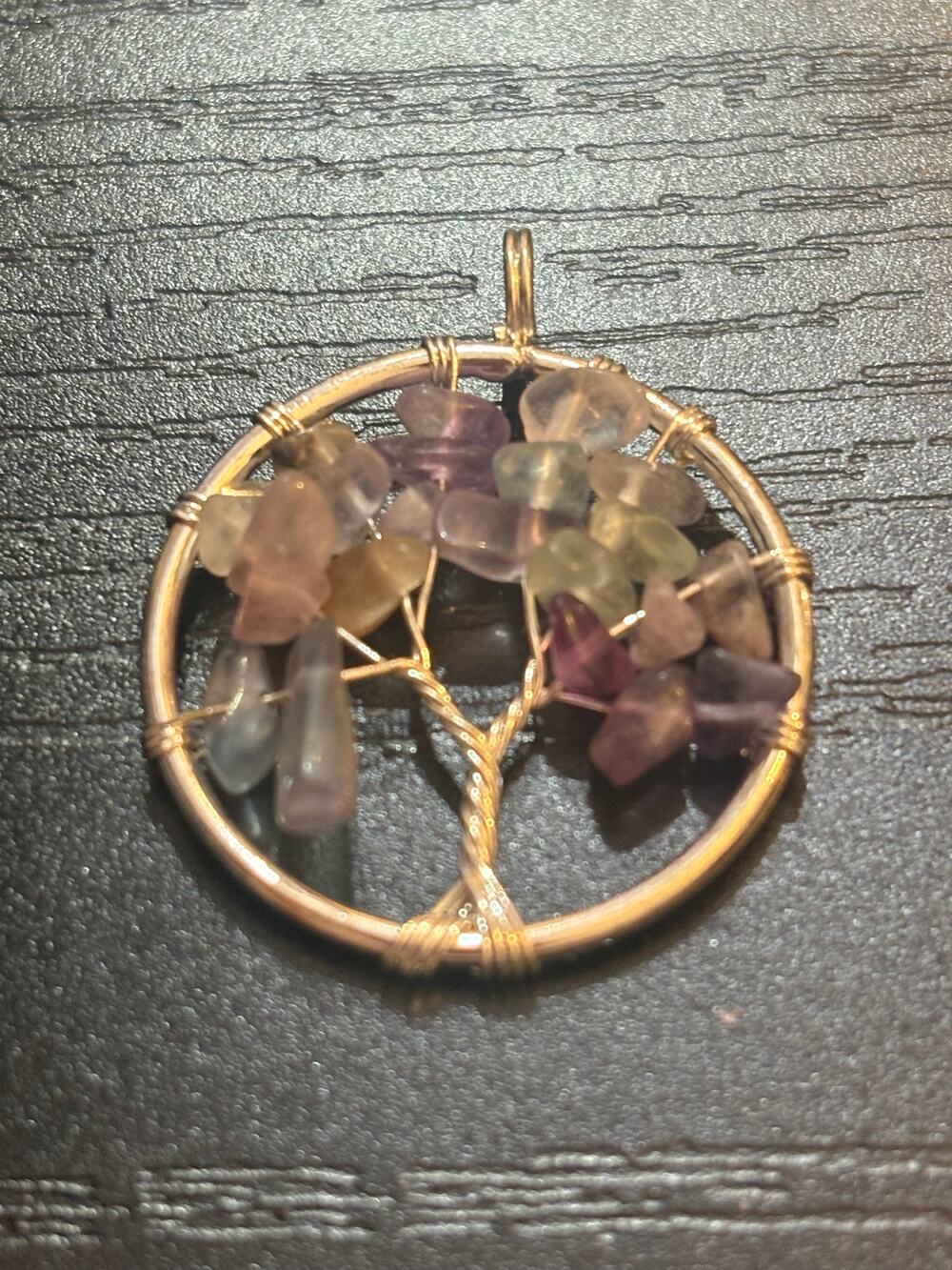 Amethyst Tree of Life Pendant Silver Tone
